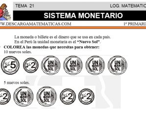 DESCARGAR SISTEMA MONETARIO – MATEMATICA PRIMERO DE PRIMARIA