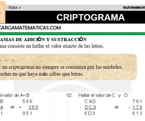 DESCARGAR CRIPTOGRAMA – MATEMATICA CUARTO DE PRIMARIA
