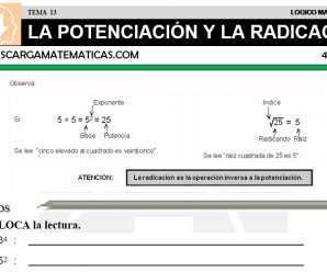 DESCARGAR LA POTENCIACION Y LA RADICACION – MATEMATICA CUARTO DE PRIMARIA